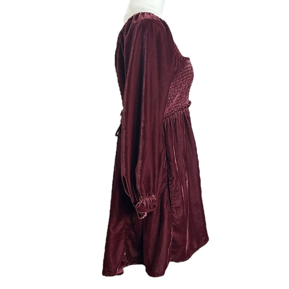 Free People Dainty Renaissance Daphne Velvet Mini Dress Burgundy Brown Small - Picture 13 of 17